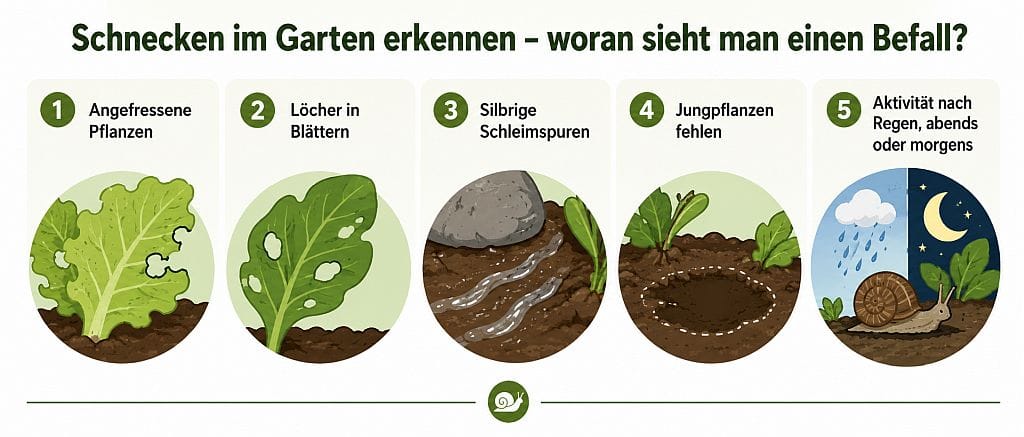 Schnecken im Garten erkennen Infografik