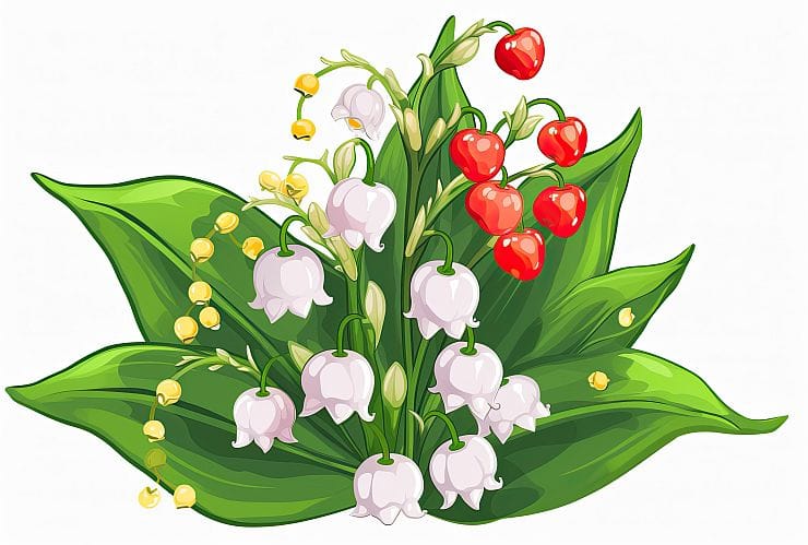 Maiglöckchen – zarte Blüten und rote Beeren, die giftig sind und nicht verzehrt werden dürfen