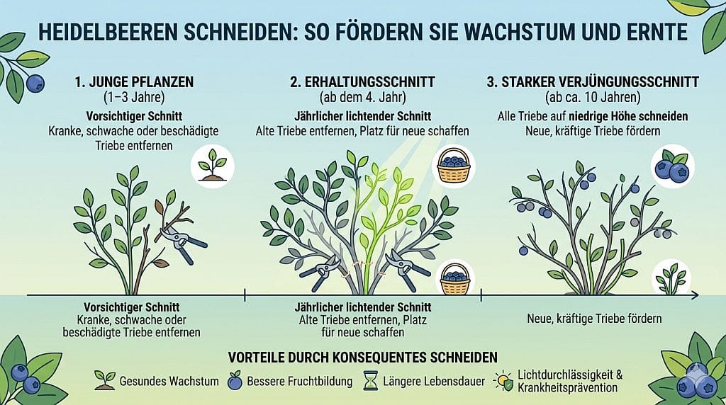 richtiges schneiden von amerikanischen Heidelbeeren