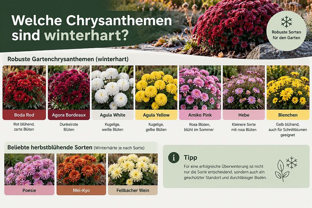 Winterharte Chrysanthemen-Sorten für den Garten – robuste Gartenchrysanthemen im Überblick