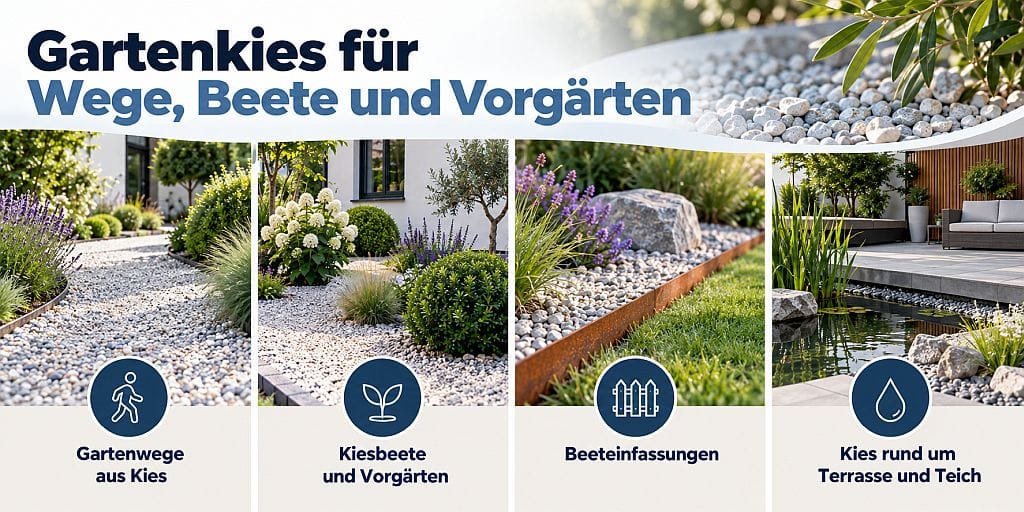Anwendung von Gartenkies – Einsatzmöglichkeiten für Wege, Beete und Vorgärten