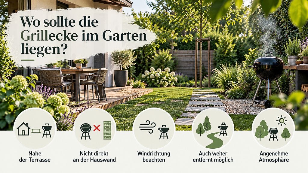 Platzierung der Grillecke im Garten: geeignete Standorte und wichtige Abstände