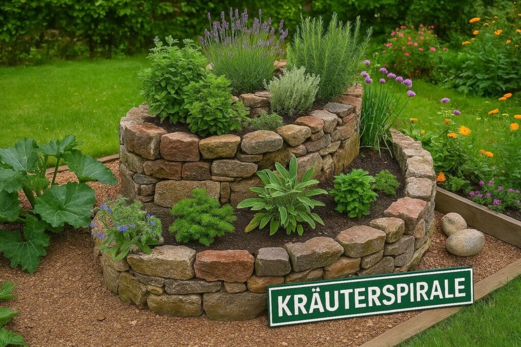 Kräuterspirale im Garten