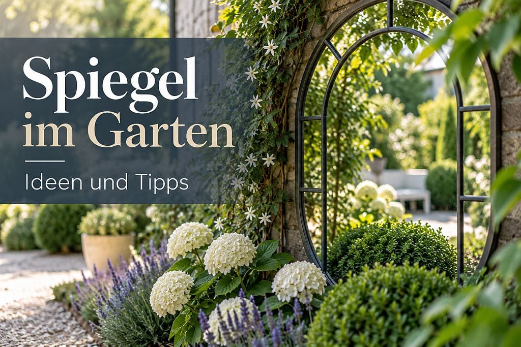 Spiegel im Garten als dekoratives Gestaltungselement